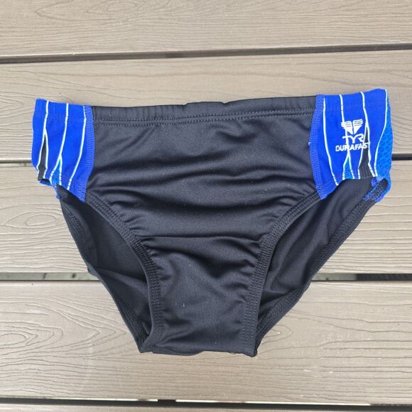 TYR Men's Durafast Elite Phoenix Black/blue Racer Brief SZ 30 New No Tag - Picture 1 of 3